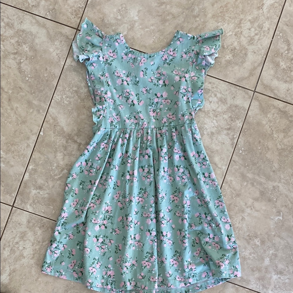 Floral‎ Kids Dress in Green and Pink